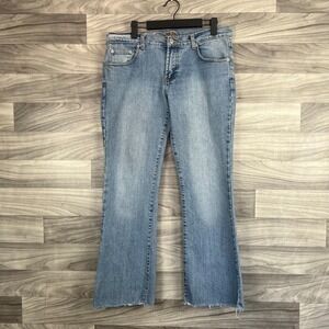 Rue21 Jeans Women's‎ 11/12 (32x28) Blue Denim Straight Leg Frayed Hem Preppy